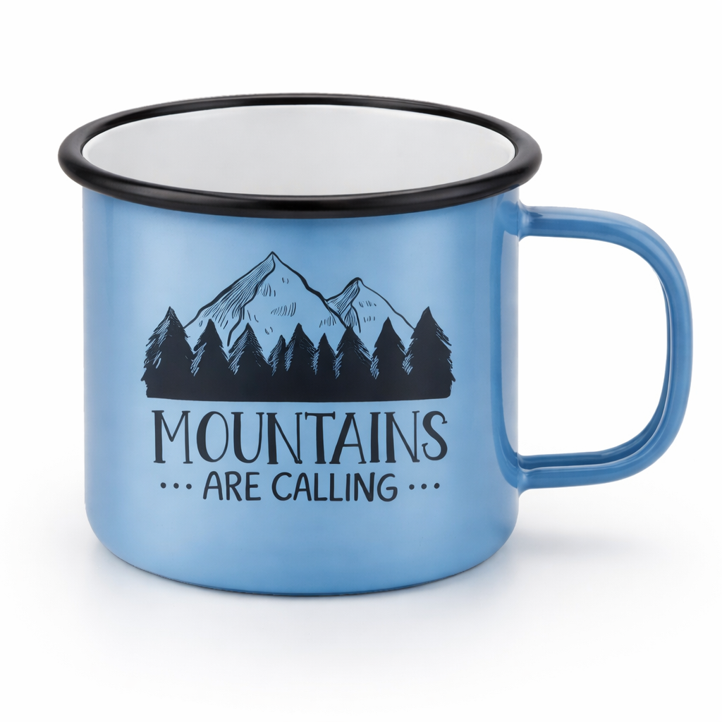 WARAGOD Mountains Are Calling Outdoor Mug 355ml, Light Blue