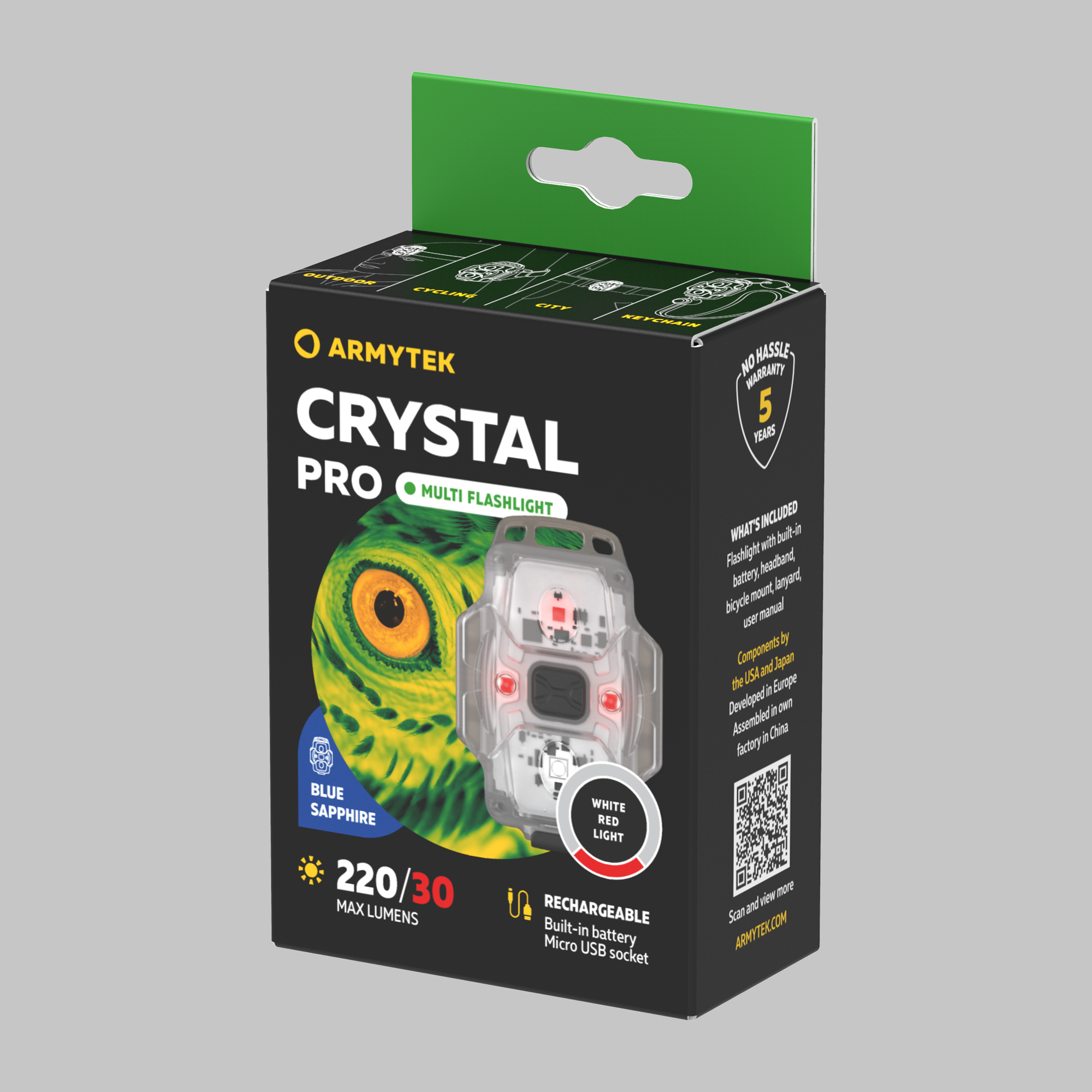 ArmyTek F07101B Crystal Pro Blue prenosné svetielko LED modré, priehľadné