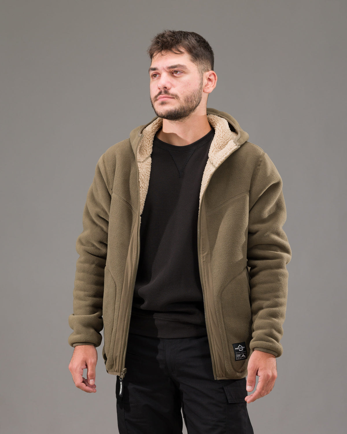 Pentagon Ianos Sherpa men's reversible fleece jacket, dark green/black