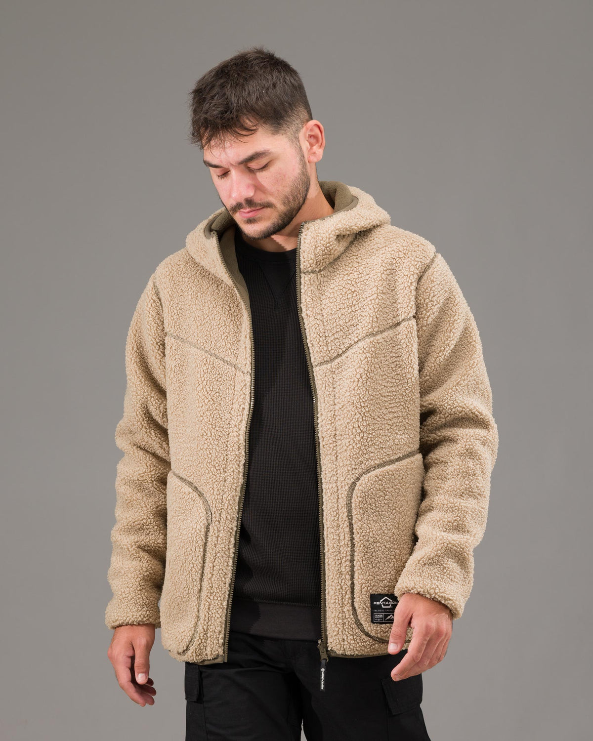 Pentagon Ianos Sherpa men's reversible fleece jacket, dark green/black