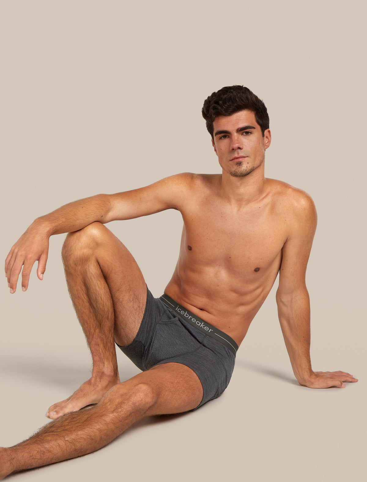 Icebreaker Anatomica pánske boxerky s otvorom, tmavosivá