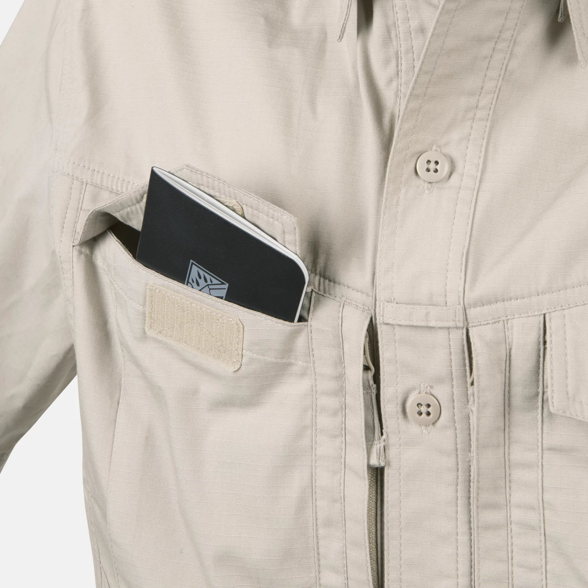 Helikon-Tex DEFENDER Mk2 košeľa s krátkym rukávom PolyCotton Ripstop, čierna – detail 1