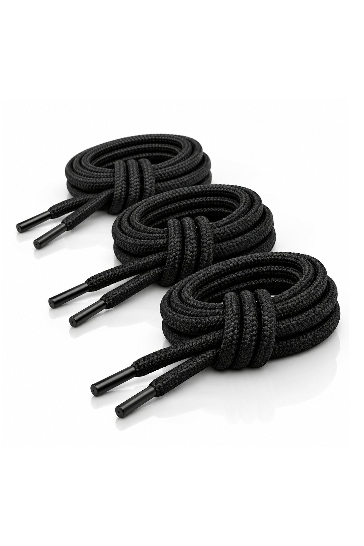 WARAGOD Warstrap Round κορδόνια παπουτσιών σετ 3 τεμ., μαύρα