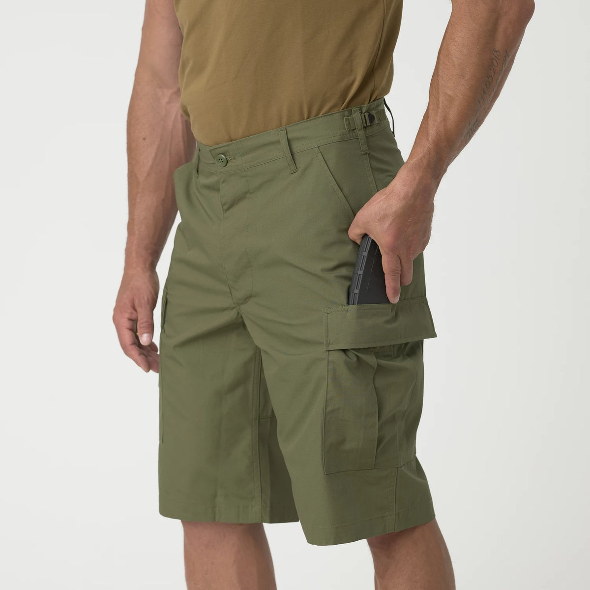 Helikon-Tex BDU krátke nohavice PolyCotton Ripstop, olivovo zelené – detail 4
