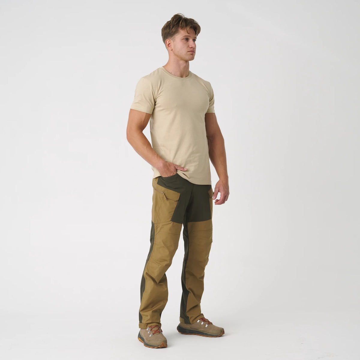 Helikon-Tex HYBRID OUTBACK nohavice Dura Canvas DuraCanvas, Coyote / Taiga Green – detail 1