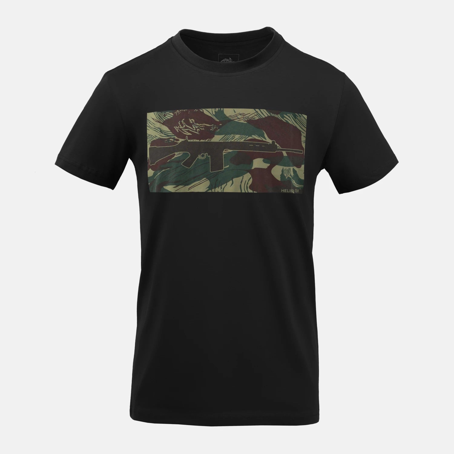 Helikon-Tex FN FAL bavlnené krátke tričko, Black/Rhodesian Camo – predná strana