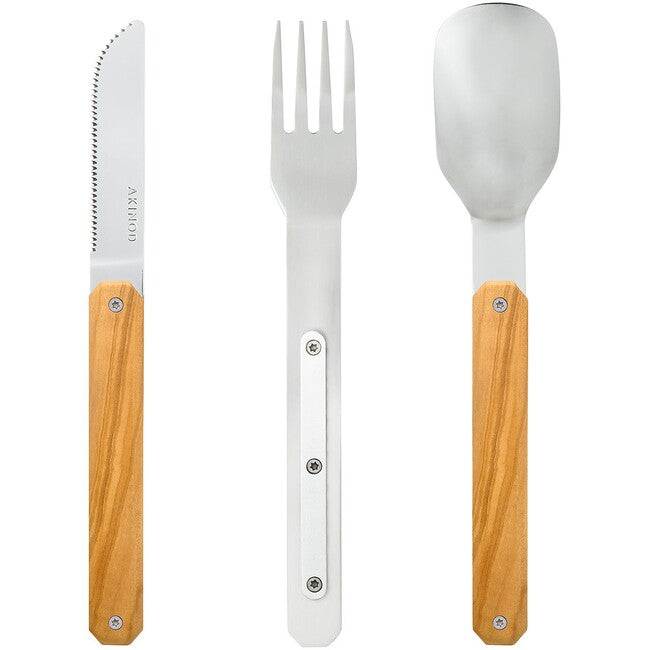 Akinod A01M00001 Cutlery Set 12h34, Olive Wood