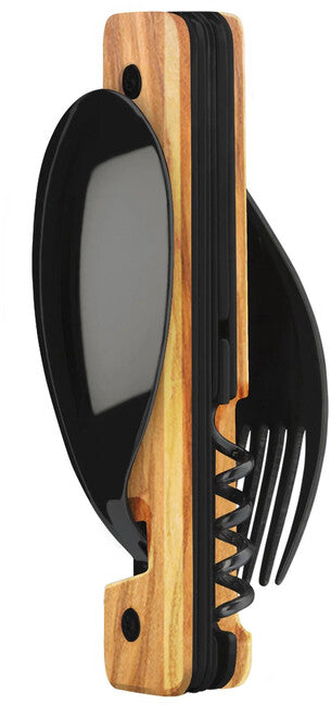 Akinod A02B00001 Multifunctional Set 13h25, Black Mirror Finish, Olive Wood