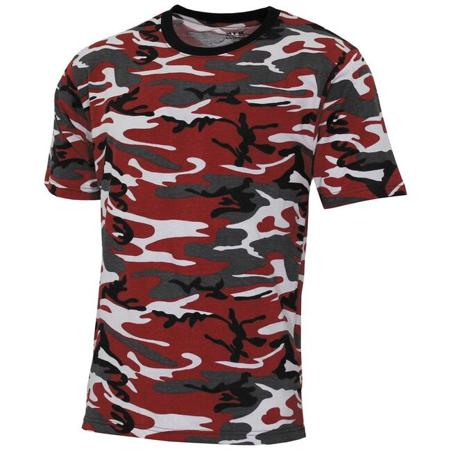 MFH Americké tričko Streetstyle, red-camo