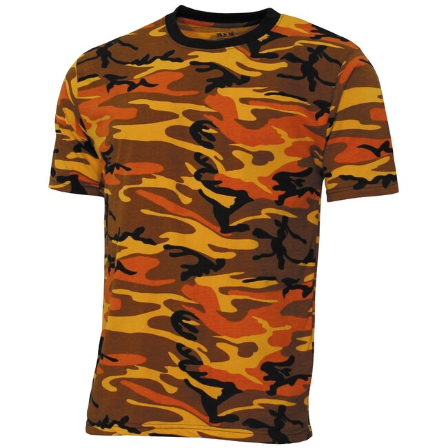 MFH American T-Shirt Streetstyle, Orange Camo