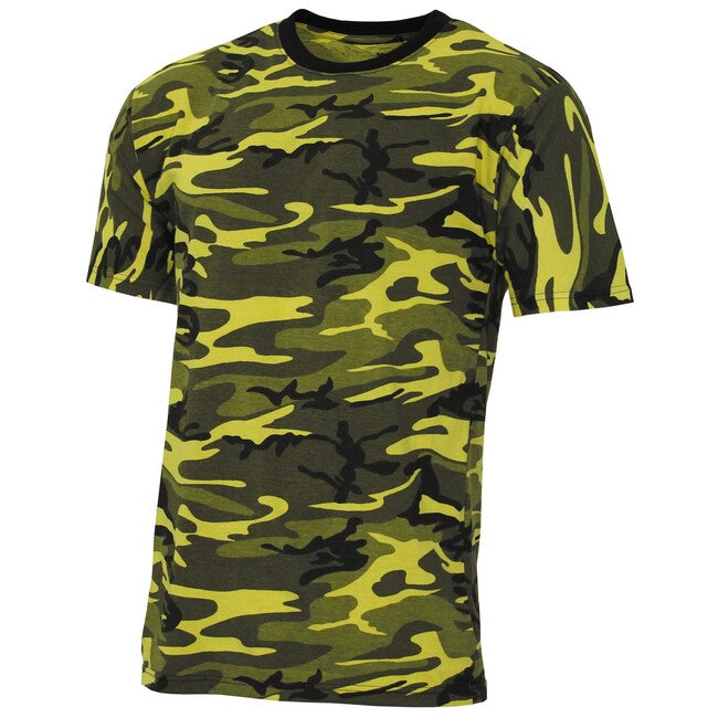 MFH American T-Shirt Streetstyle Short Sleeve, Yellow-Camo