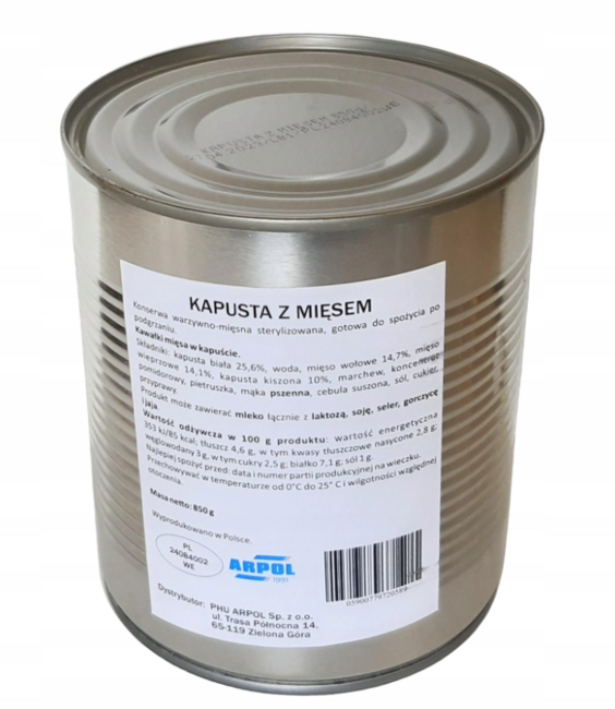 Arpol Military Canned Food - Cabbage with Meat, 850g