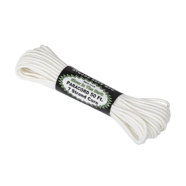 ATWOOD® 550 Paracord Glow-in-the-Dark Rope (50 feet) - White 100