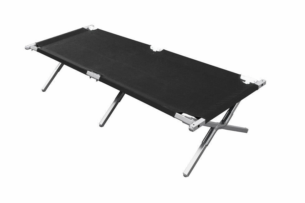 BasicNature Alu-Campbed Camping Cot, Black 210 cm