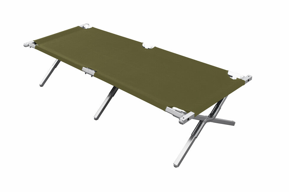 BasicNature Alu-Campbed Travel Bed, Olive, 210 cm