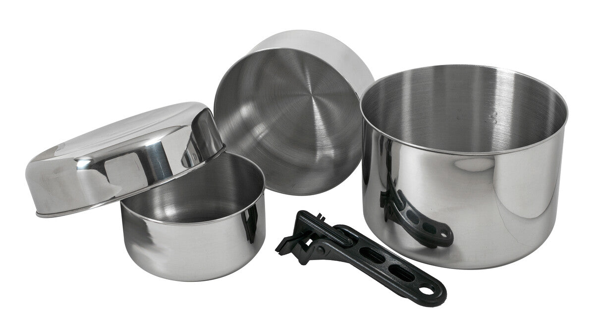 BasicNature Biwak 3 Stainless Steel Cooking Set for the Whole Family