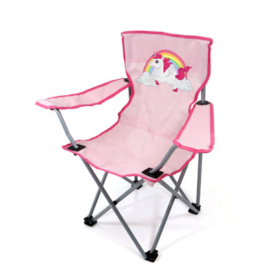BasicNature Children's Camping Chair, Pink Unicorn