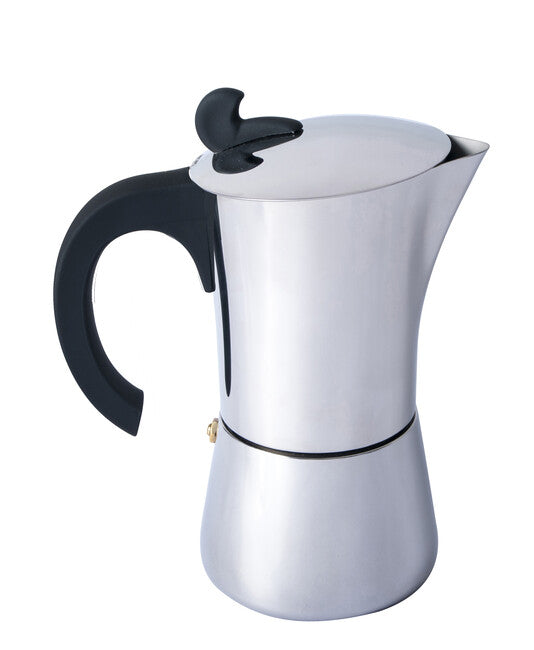 BasicNature Stainless Steel Espresso Moka Pot, 6 Cup