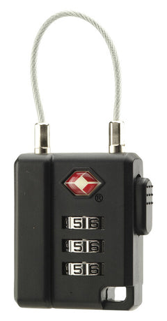 BasicNature TSA Combination Lock with Cable, Black