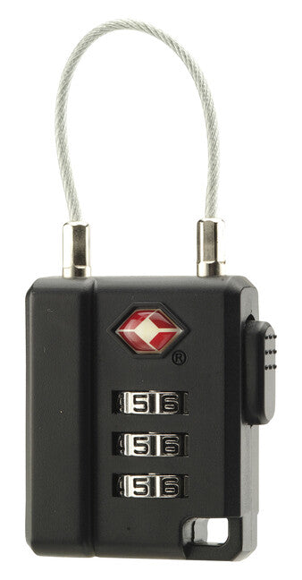 BasicNature TSA Combination Lock with Cable, Black