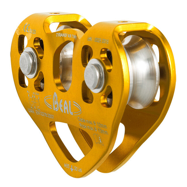 BEAL Transf Air Twin B Double Pulley with Ball Bearings for Rope Parks
