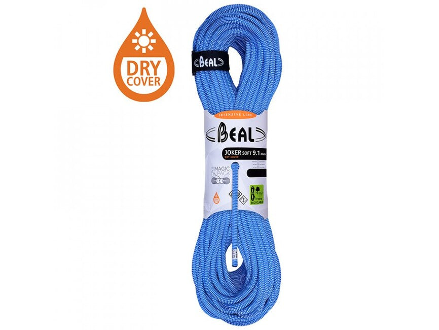 BEAL Joker Soft Unicore Dynamic Climbing Rope 9.1 mm 80 m, Blue