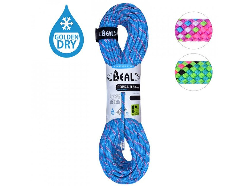 BEAL Cobra Unicore Half Rope 8.6 mm 2 × 60 m, Blue / Fuchsia