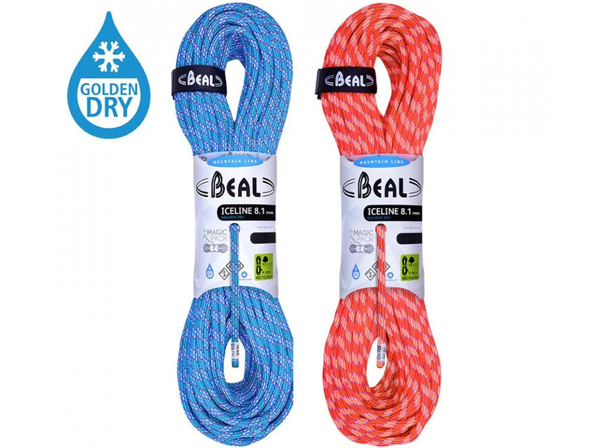BEAL polovičné lezecké lano Ice Line Unicore 8,1 mm 2 × 50 m, emerald / oranžová