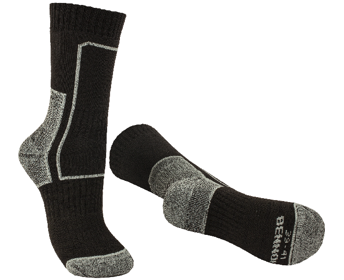 Bennon Trek Sock Trekking Socks, Black/Grey