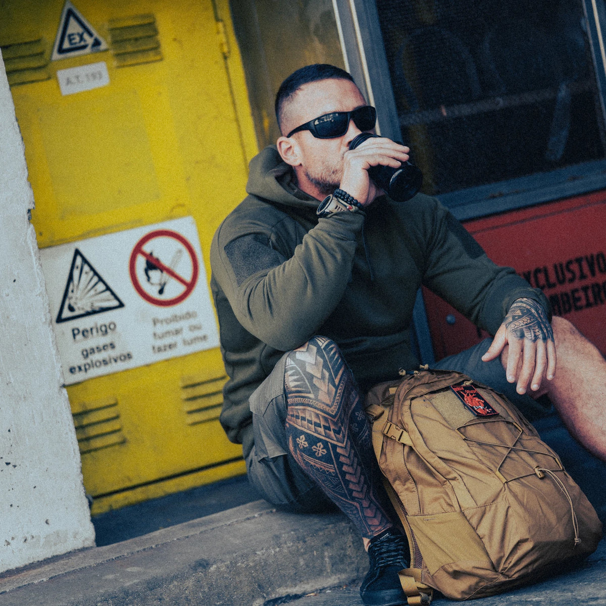 Helikon-Tex Mestská mikina taktická Kangaroo, Green – v použití 2