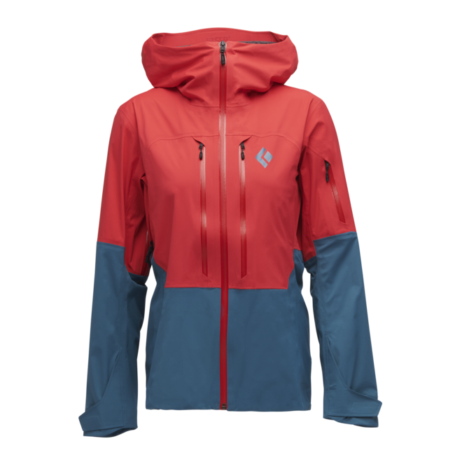 Black Diamond Dámska lyžiarska bunda Recon Lt Stretch Shell, coral red-creek blue
