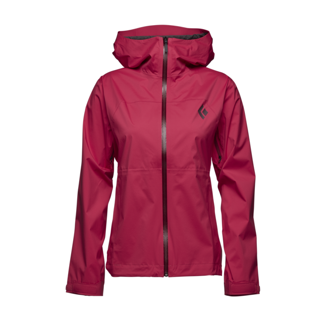 Black Diamond Women's Waterproof Jacket Stormline Stretch Rain Shell, Pomegranate
