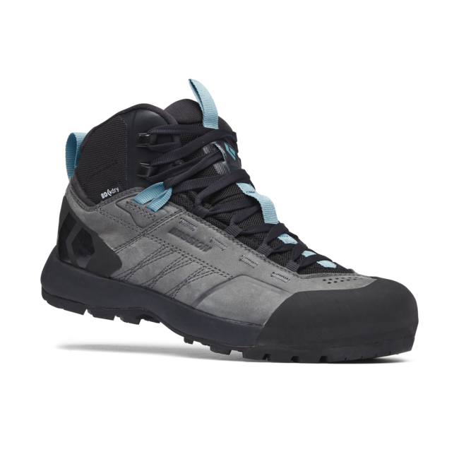 Black Diamond Women's Mission Mid Waterproof Approach Leather Shoes, Steel Grey-Coastal Blue