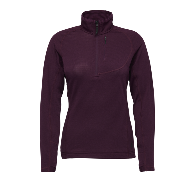 Black Diamond Women's Coefficient Lt Long Sleeve Zip Shirt, Blackberry