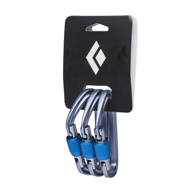 Black Diamond Hotforge Screwgate Carabiner, Grey, 3-Pack