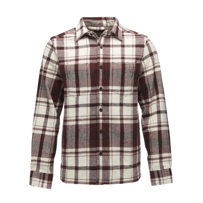 Black Diamond Project Heavy Flannel Men's Shirt, Burgundy-Off White Plaid