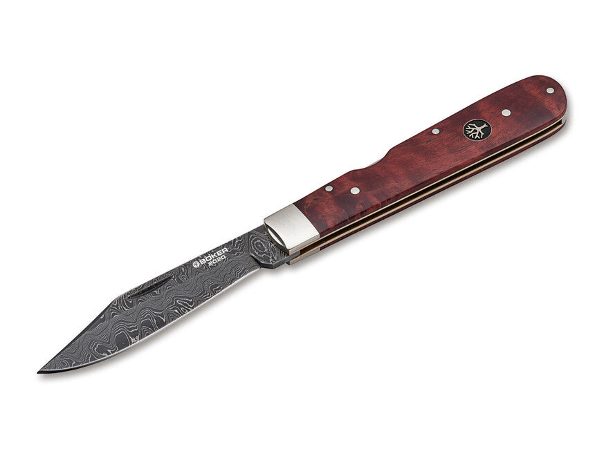 Böker Jahresmesser 2020 Pocket Knife, Damascus, Birch Wood, 8cm