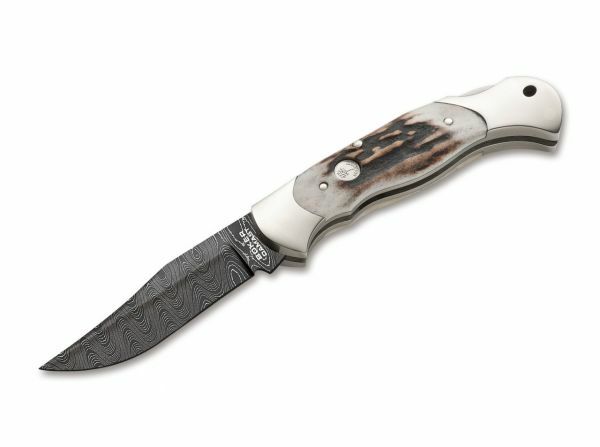 BÖKER Scout Stag Pocket Knife 8 cm, Damascus, Stag Handle