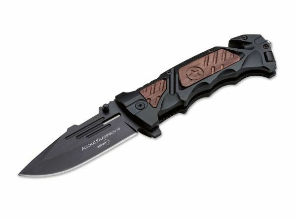Boker AK-14 Knife 9.3cm, Black, Aluminum, Wood, Nylon Sheath