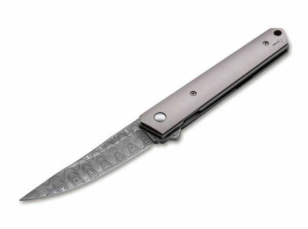 BÖKER Kwaiken Flipper 9 cm Pocket Knife, Damascus Titanium