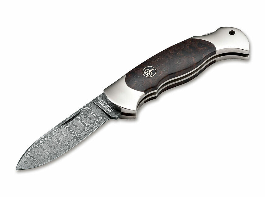 Böker Scout Spearpoint Pocket Knife 7.9cm, Damascus, Birch Wood
