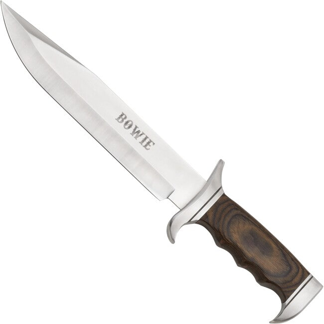 Bowie Knife with Wooden Handle and Leather Sheath