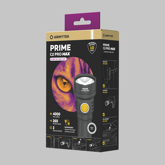 Armytek Prime C2 Pro Max Magnet USB Rechargeable Pocket Flashlight 4000 lm