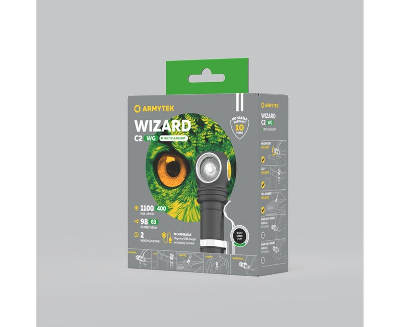 Armytek Wizard C2 WG White LED Headlamp, Battery Powered, 1100 lm