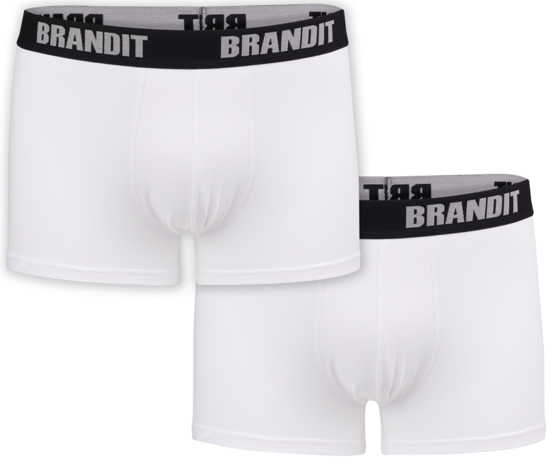 Brandit Boxer Shorts with Logo 2-Pack, White-White