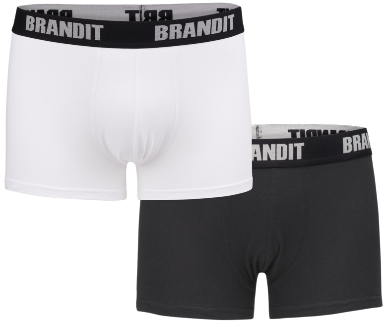 Brandit Boxers with Logo 2-pack, White-Black