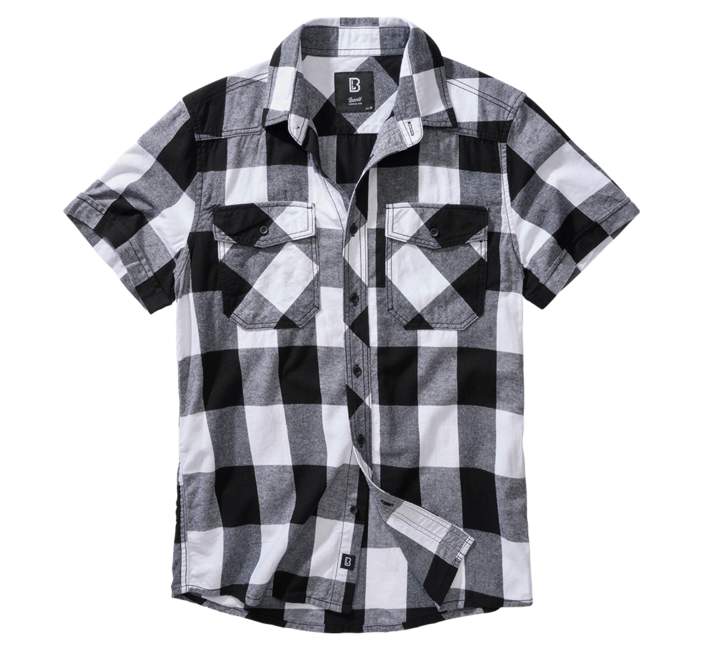 Brandit Check Shirt Short Sleeve, White/Black