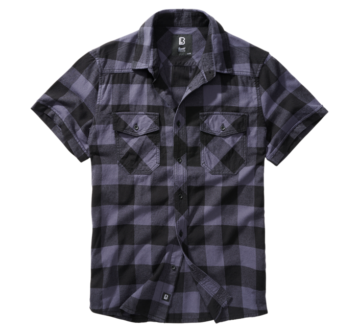 Brandit Check Shirt Short Sleeves, Black/Grey