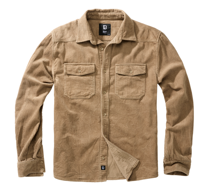 Brandit Corduroy Classic Long Sleeve Shirt, Camel