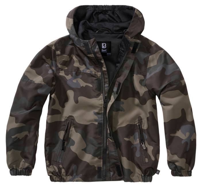 Brandit Kids Summer Frontzip Windbreaker Jacket, Dark Camo